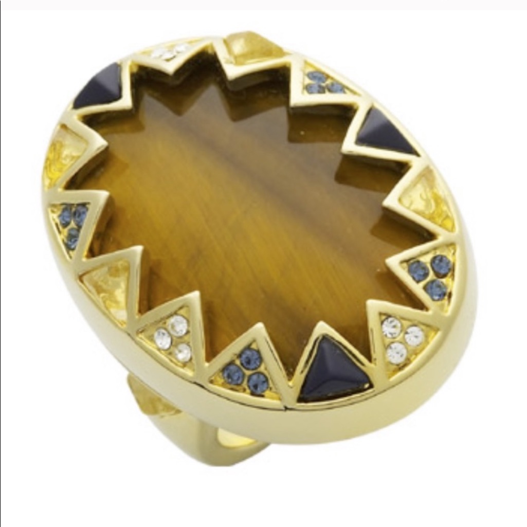 Black Friday Sale House Of Harlow Gold Tiger Eye Crystal Oval Ring